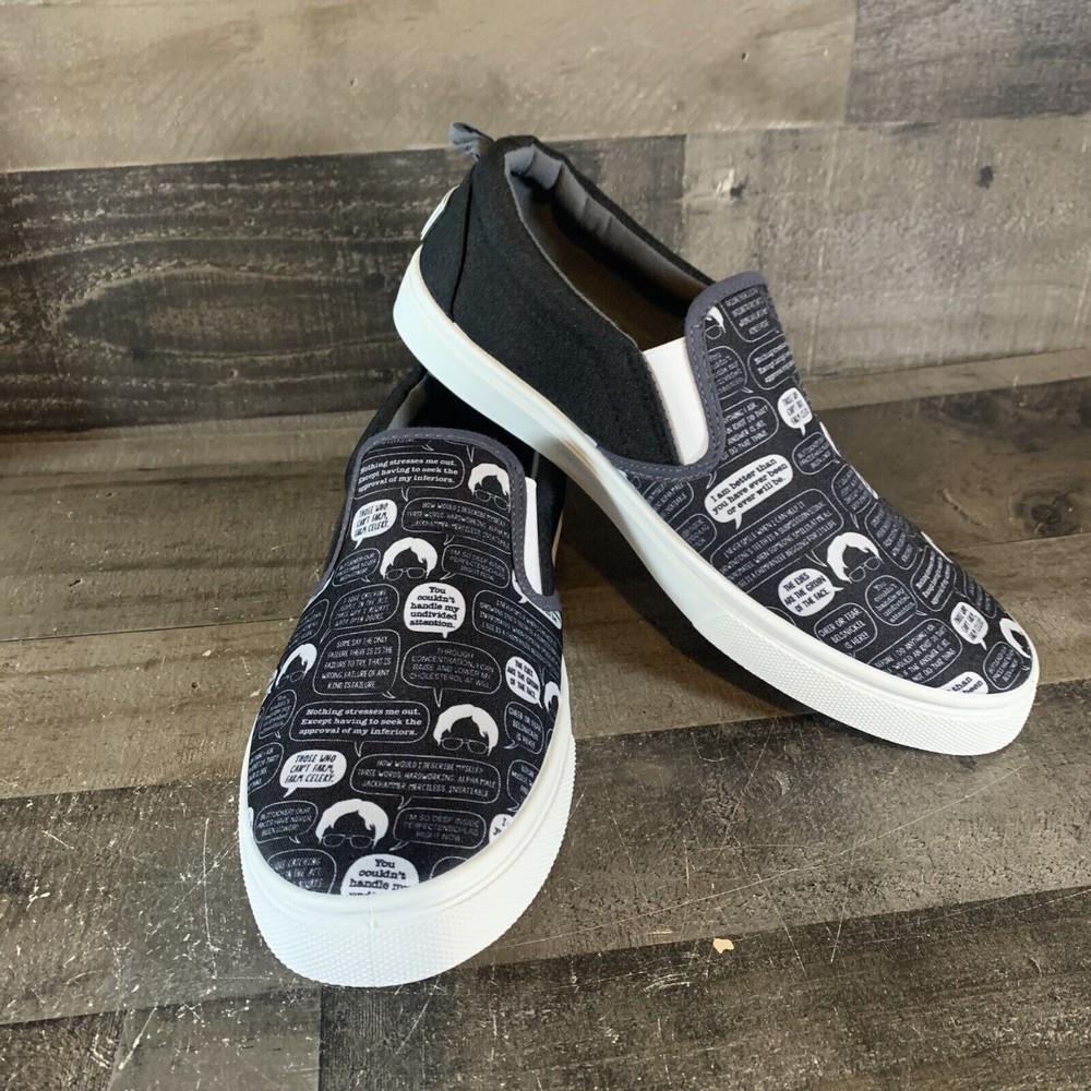 The Office Dwight Shrute Quotes Canvas Slip On Shoes Men's Sz 10.5